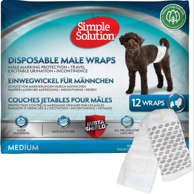 Пелени за мъжки кучета M, SIMPLE SOLUTION, 38-58 см