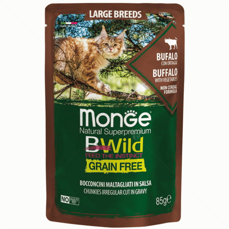 MONGE BWild Grain Free Adult Large breeds 85 гр, с биволско месо и зеленчуци