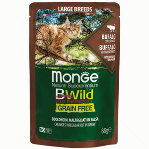 MONGE BWild Grain Free Adult Large breeds 85 гр, с биволско месо и зеленчуци
