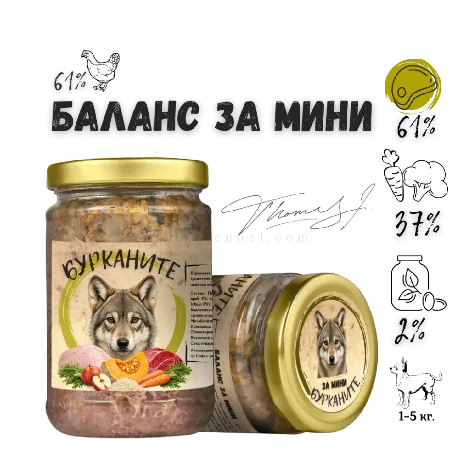 БУРКАНИТЕ Баланс Мини - Зверската храна със стерилизирано пилешко месо и зеленчуци
