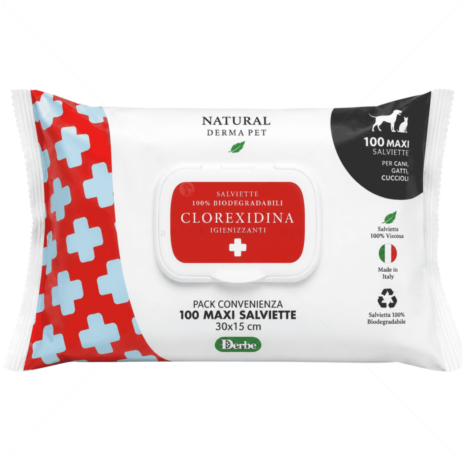 Мокри кърпи с хлорхексидин NATURAL DERMA PET Clorexidina Wet Wipes Big Pack