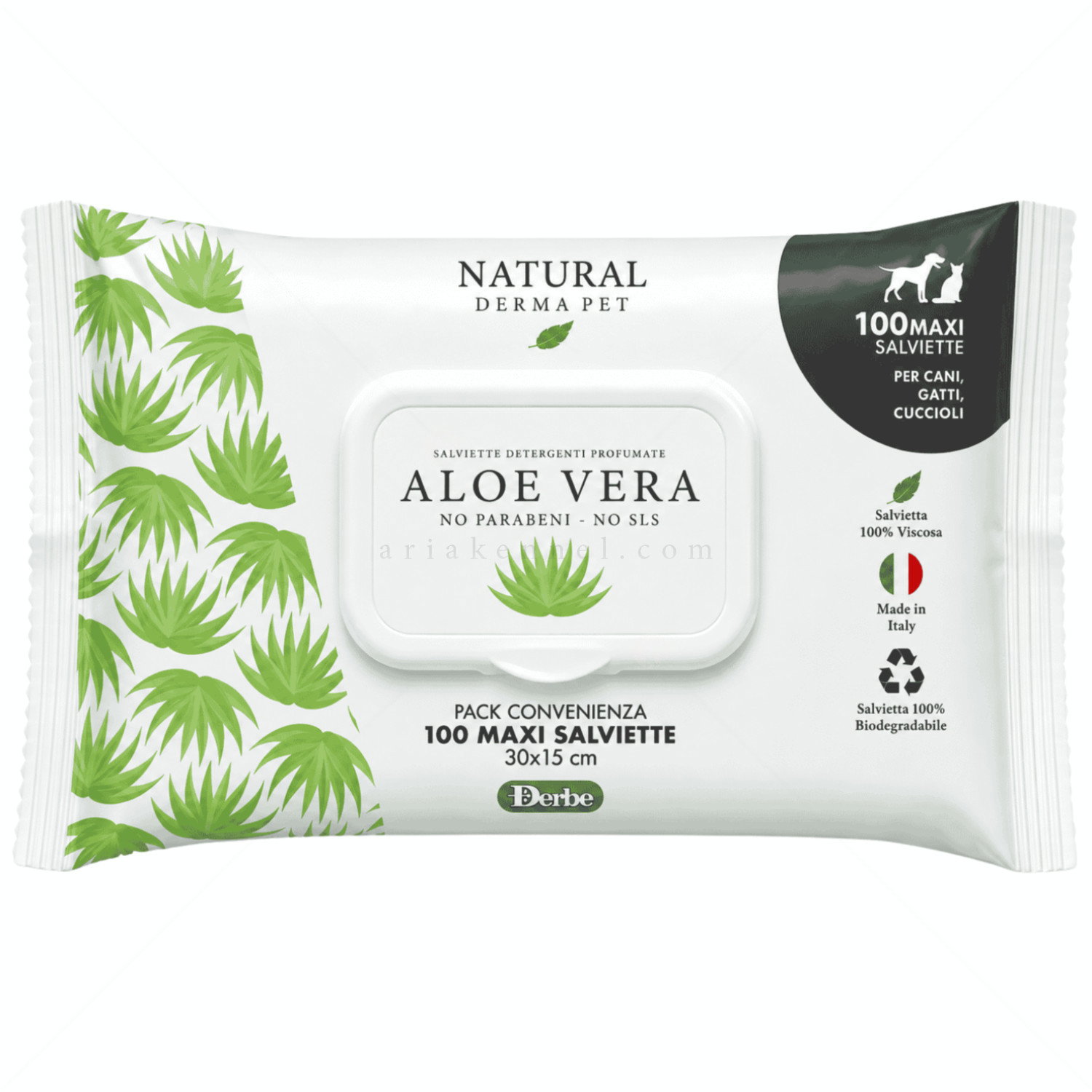 Мокри кърпи с алое вера NATURAL DERMA PET Aloe Vera Maxi Salviette