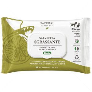 Обезмазняващи мокри кърпи NATURAL DERMA PET Sgrassante Salviette