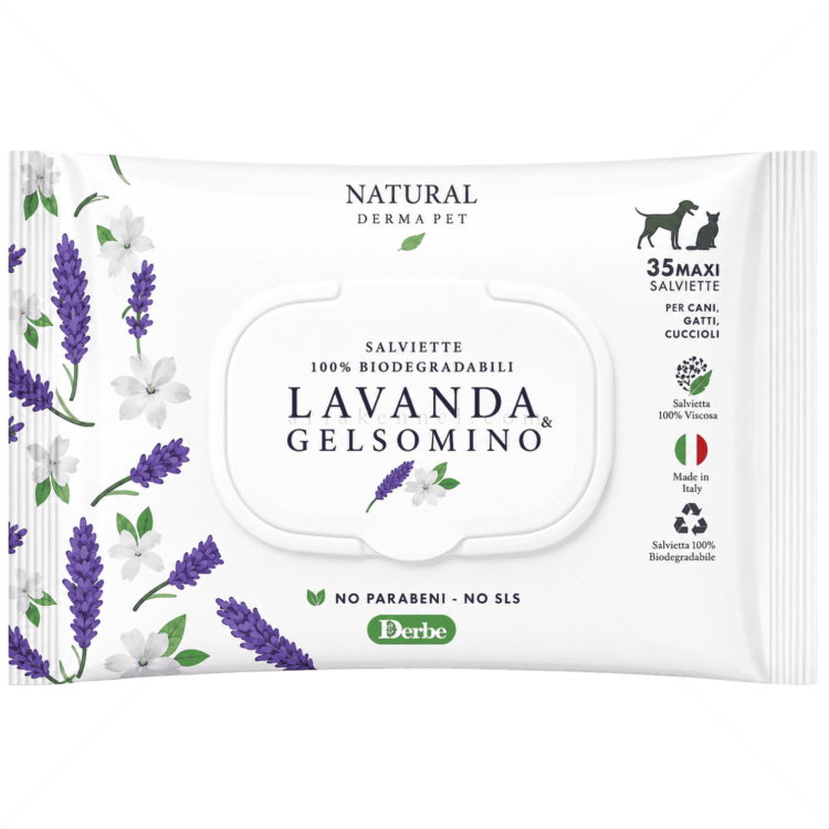 Мокри кърпи с лавандула и жасмин NATURAL DERMA PET Lavanda & Gelsomino Salviette