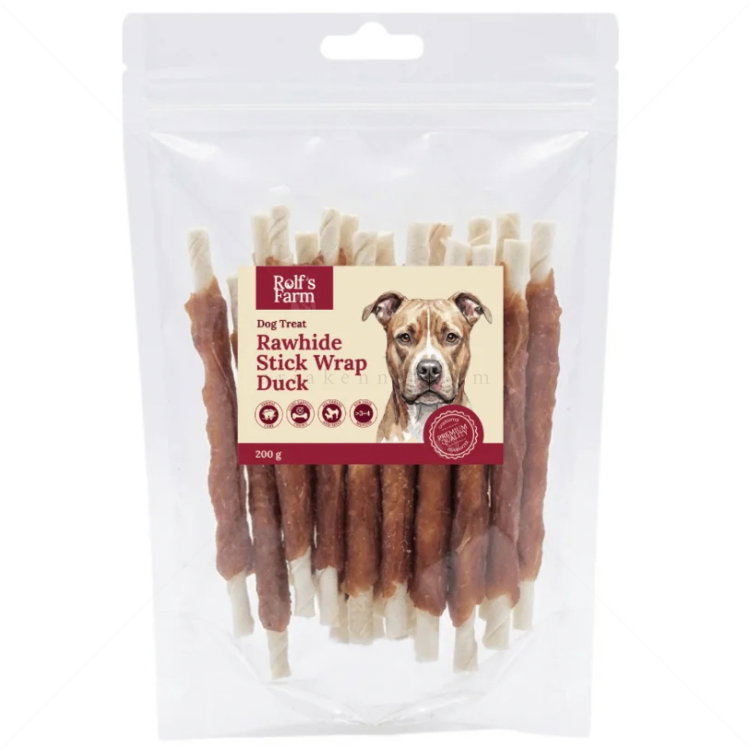 Кожени солети, обвити с патешко месо 200 гр ROLF'S FARM Rawhide Stick Wrap Duck