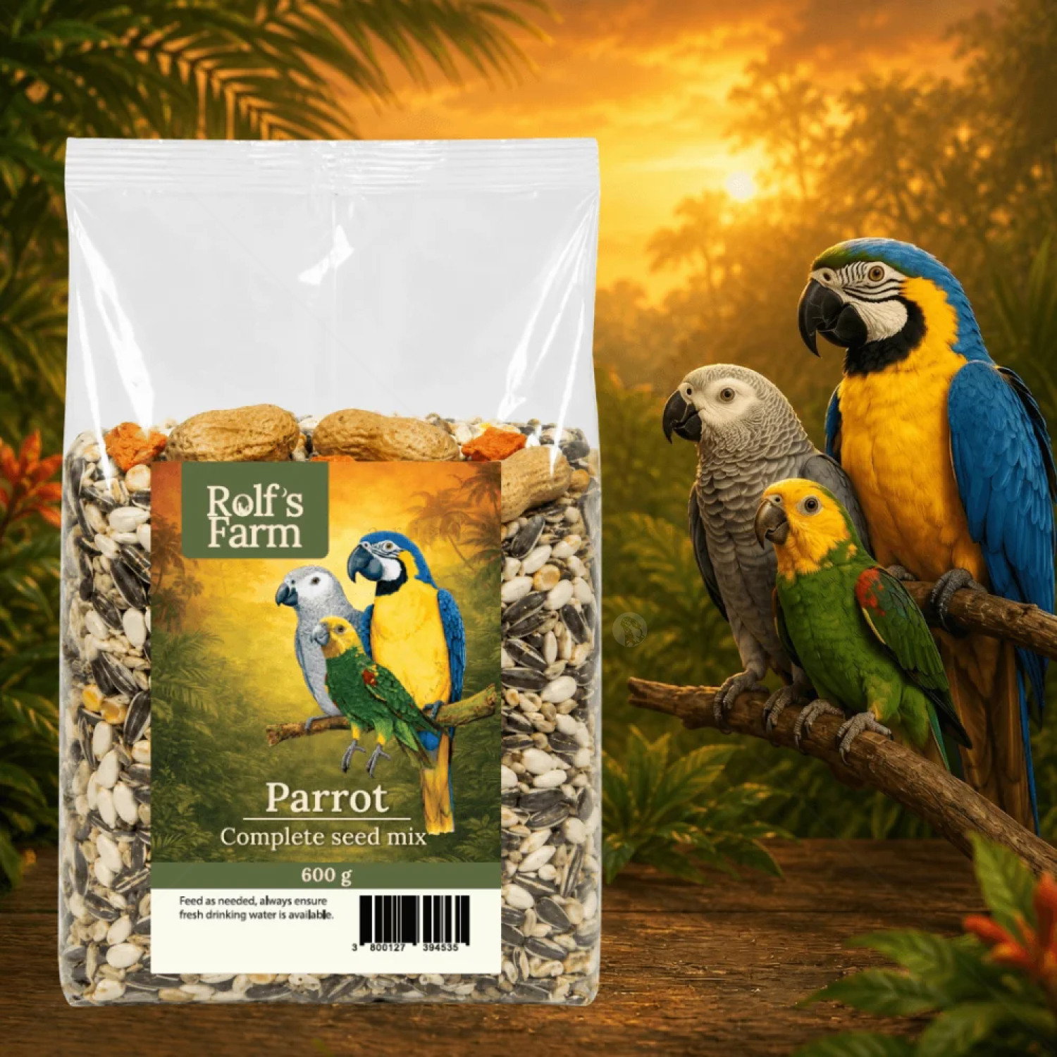Храна за големи папагали ROLF'S FARM Parrot 0.600 кг, микс