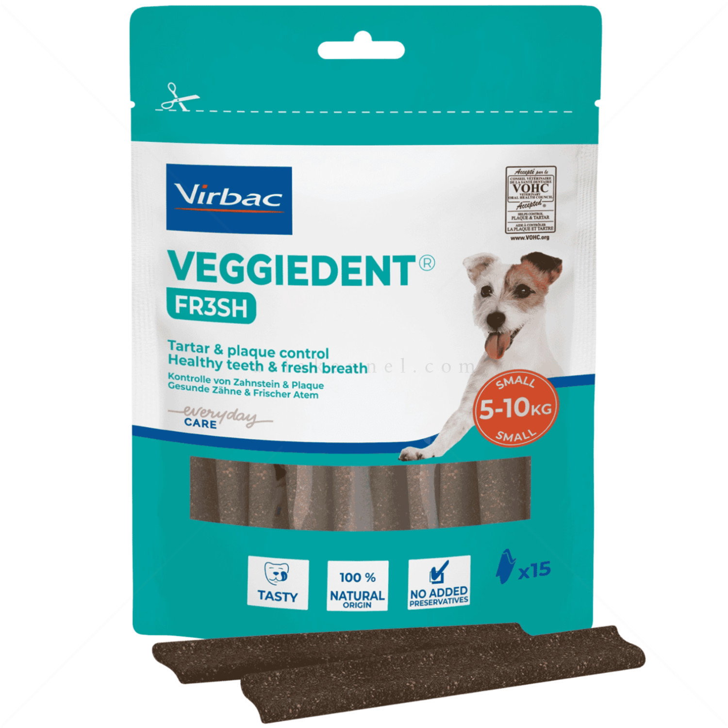 Ламели за дъвчене за кучета с тегло от 5 до 10 кг VIRBAC VeggieDent Fr3sh