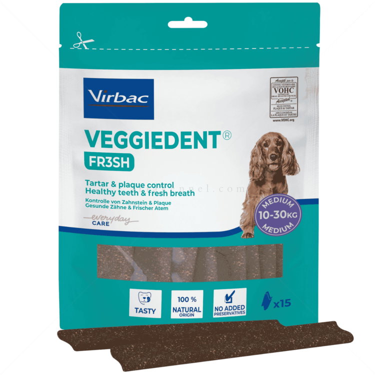 Ламели за дъвчене за кучета с тегло от 10 до 30 кг VIRBAC VeggieDent Fr3sh