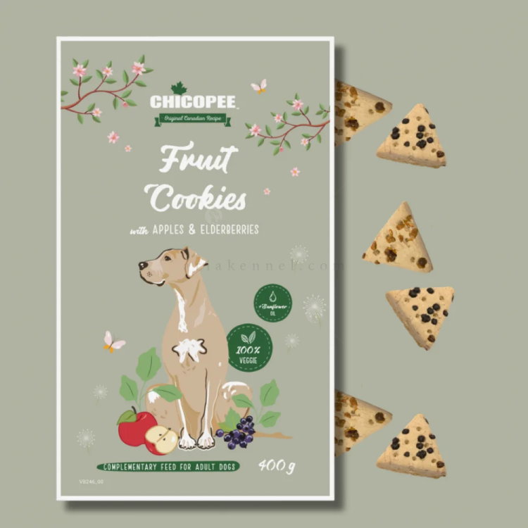 Веган бисквитки с ябълки и бъз за израснали кучета 400 гр CHICOPEE Fruit Cookies