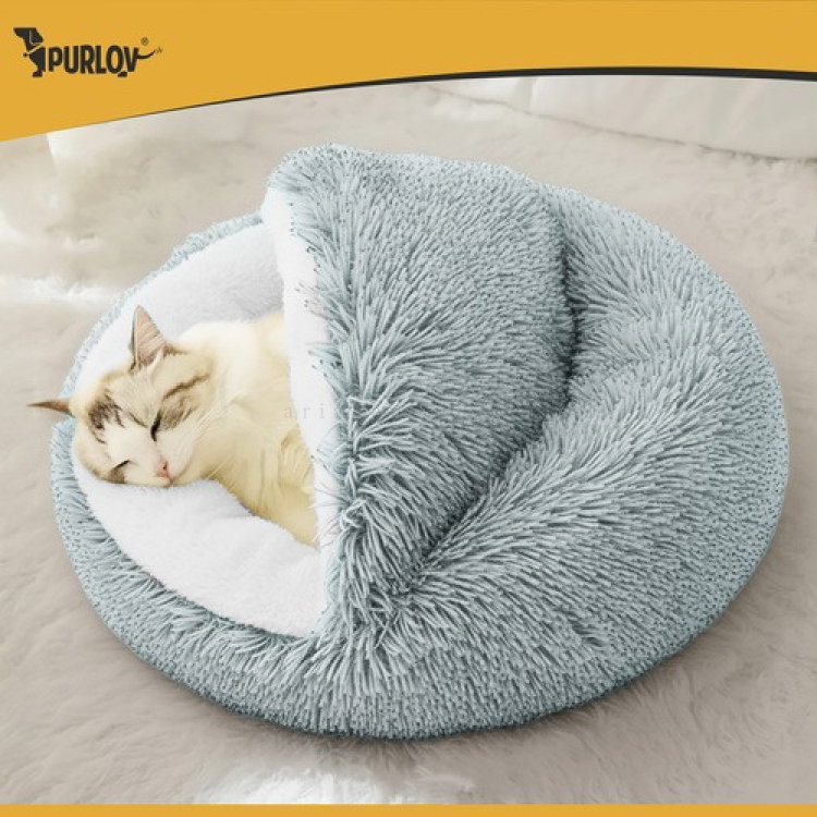 Плюшено легълце за котки и малки кучета PURLOV, сиво