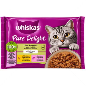 WHISKAS Pure Delight 4х85 гр Adult Подбрани късчета в желе