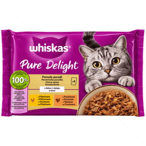 WHISKAS Pure Delight 4х85 гр. Adult Птичи ястия в желе