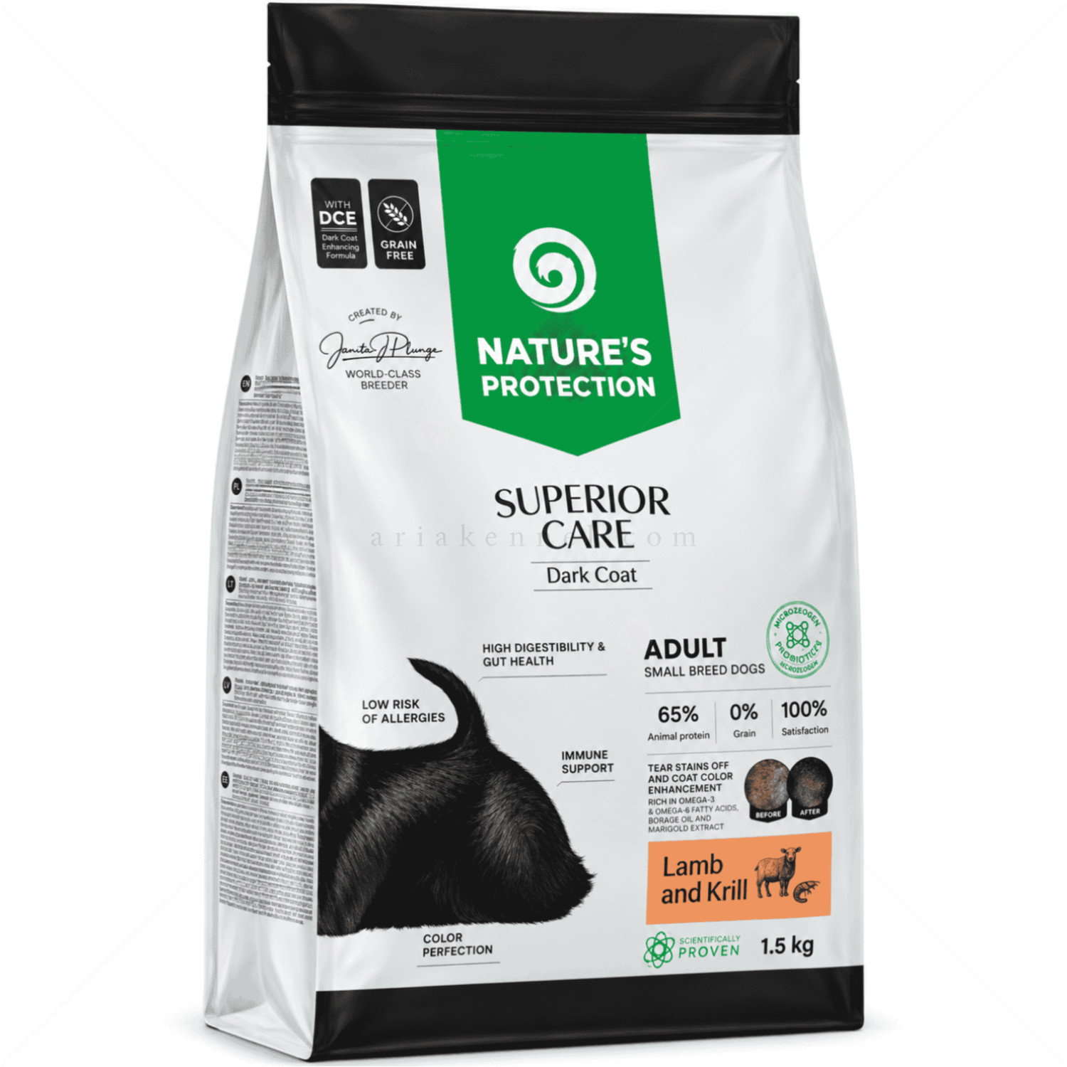 Храна за кучета с тъмна козина 1.5 кг NATURE'S PROTECTION Superior Care Dark Coat Adult Small Breeds Lamb & Krill