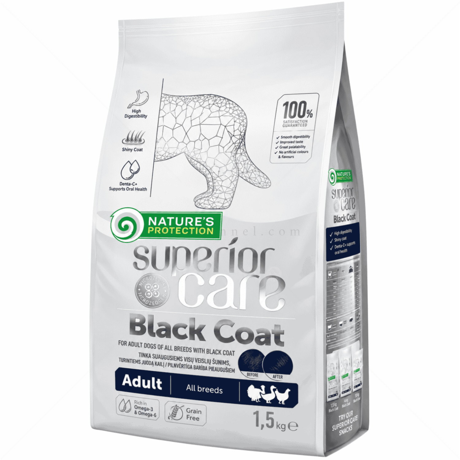 Храна за кучета с тъмна козина 1.5 кг NATURE'S PROTECTION Superior Care Dark Coat Adult All Breeds Poultry