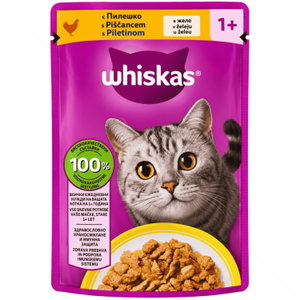 Пауч с пилешко месо в желе 85 гр WHISKAS Adult Chicken in jelly