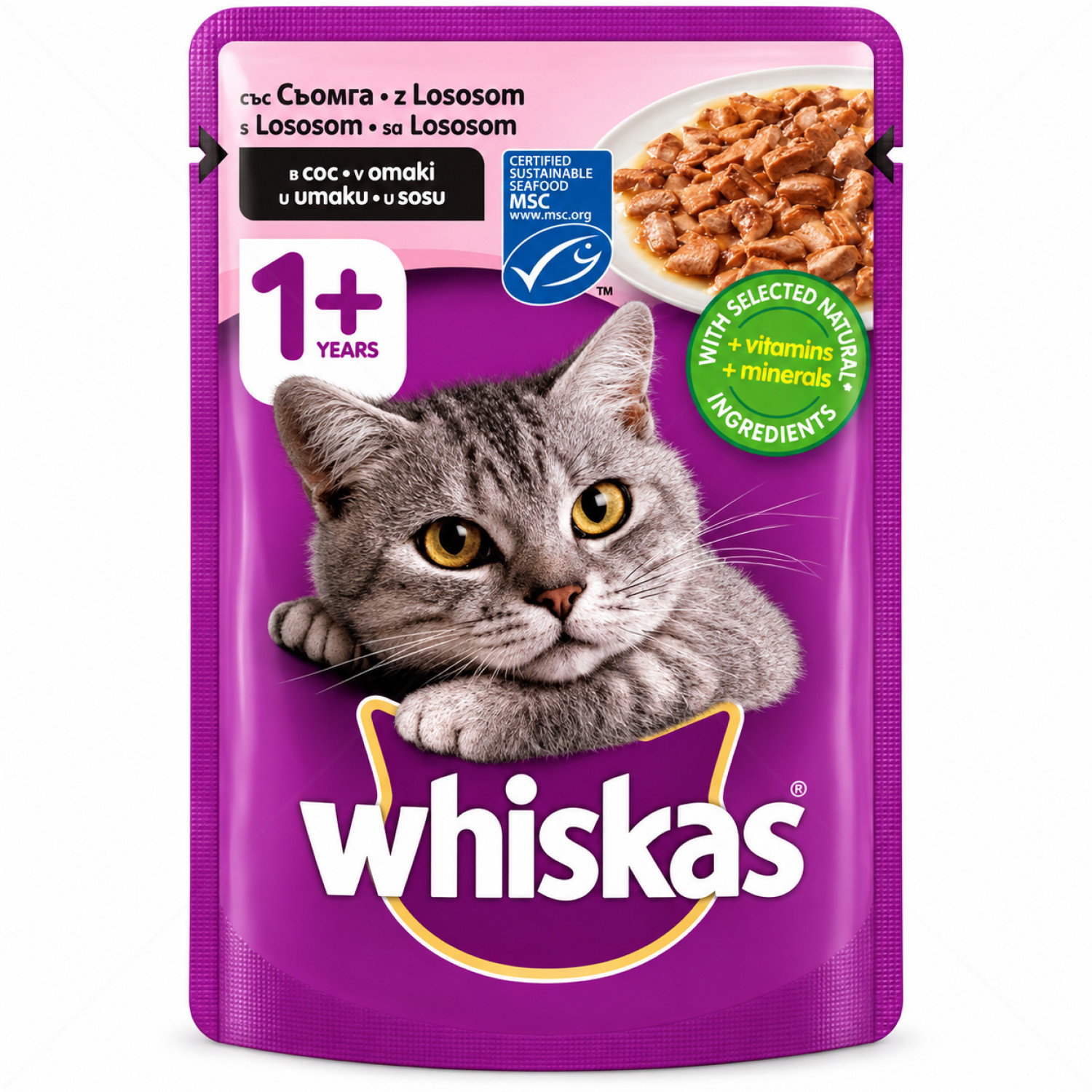 Пауч със сьомга в сос грейви 85 гр WHISKAS Adult Salmon