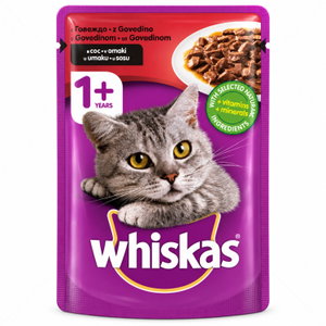 Пауч с говеждо месо в сос грейви 85 гр WHISKAS Adult Beef