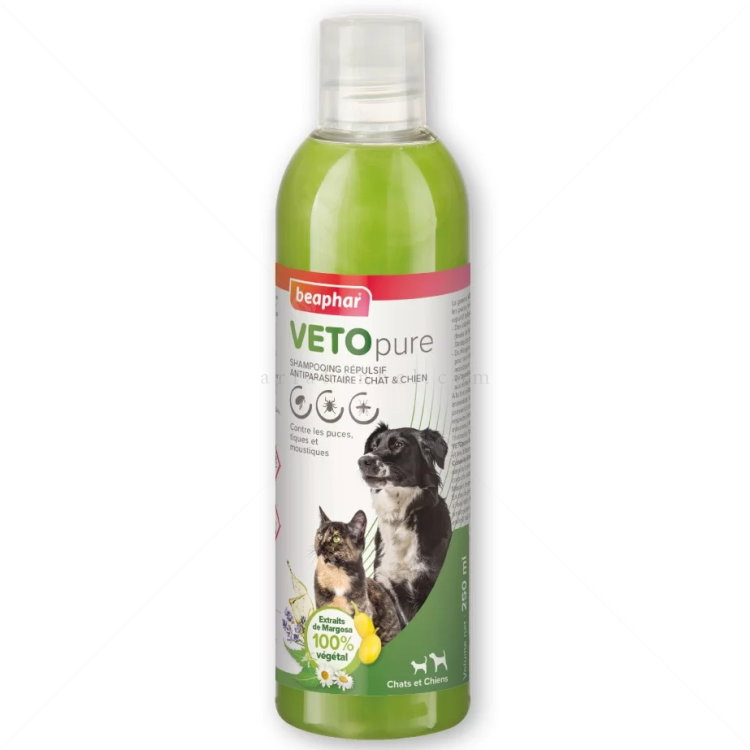 Противопаразитен шампоан с маргоза и лавандула BEAPHAR Veto Pure, за кучета и котки над 12 седмици