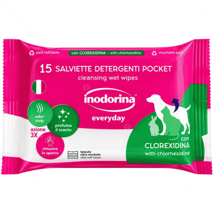 Хлорхексидинови мокри кърпи INODORINA за кучета и котки