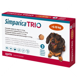 Комбинирани таблетки за вътрешно и външно обезпаразитяване SIMPARICA TRIO 3x12 mg