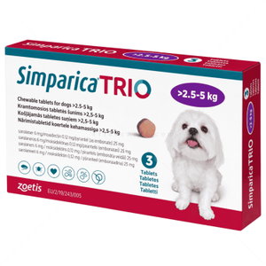 Комбинирани таблетки за вътрешно и външно обезпаразитяване SIMPARICA TRIO 3x6 mg