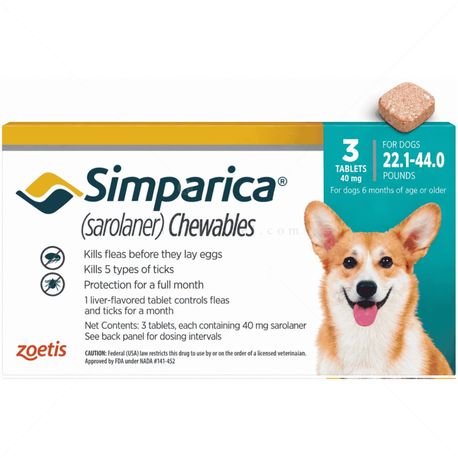 Таблетка за външно обезпаразитяване SIMPARICA 1x40 mg