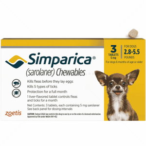 Таблетка за външно обезпаразитяване SIMPARICA 1x5 mg