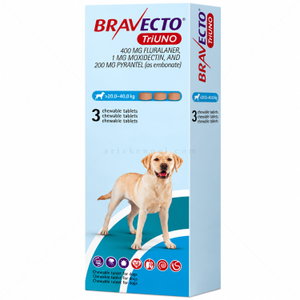 Комбинирана таблетка за вътрешно и външно обезпаразитяване BRAVECTO TriUNO 1x400 мг