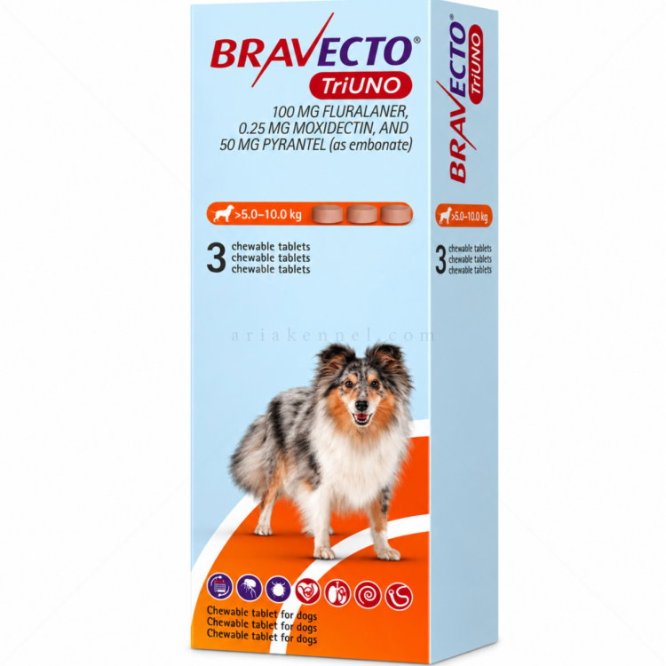 Комбинирана таблетка за вътрешно и външно обезпаразитяване BRAVECTO TriUNO 1x100 мг