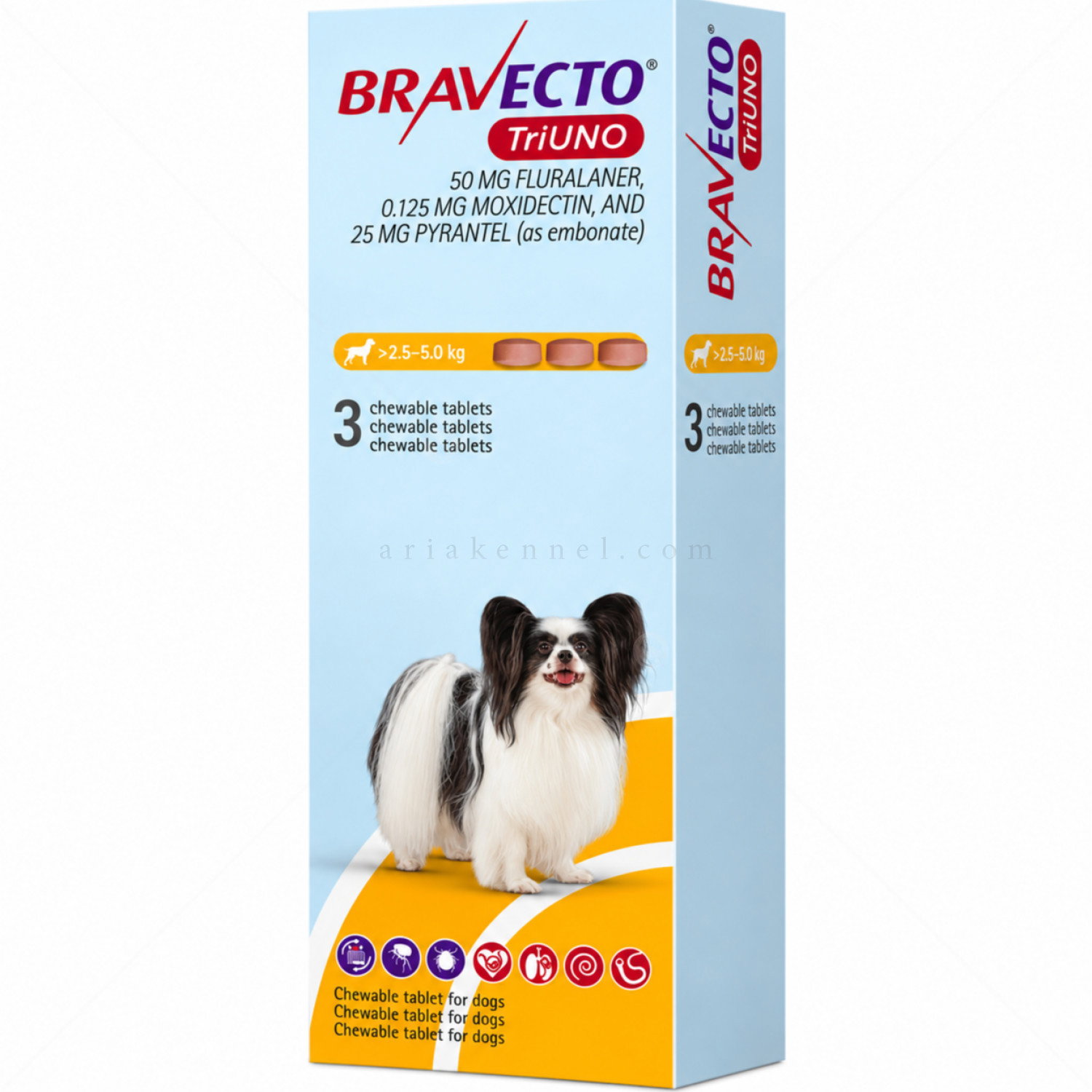 Комбинирана таблетка за вътрешно и външно обезпаразитяване BRAVECTO TriUNO 1x50 мг