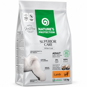 Храна за бели кучета 1.5 кг NATURE'S PROTECTION Superior Care White Dog Adult Small Breeds Lamb