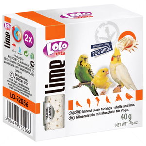 Минерални блокчета с морски черупки за малки и средни птици LOLO PETS, 40 гр - срок на годност: 26.11.2026 г.