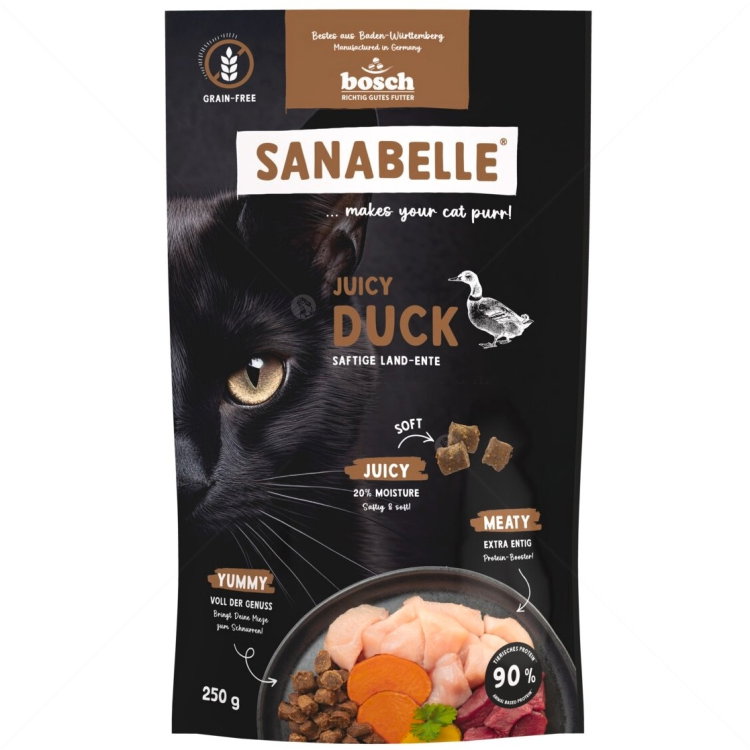 Меко лакомство с патешко месо за израснали котки 250 гр SANABELLE Juicy Duck