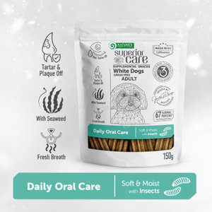 Лакомства за дентална грижа за бели кучета NATURE'S PROTECTION Superior Care Snack White Dog Daily Oral Care, with Insects
