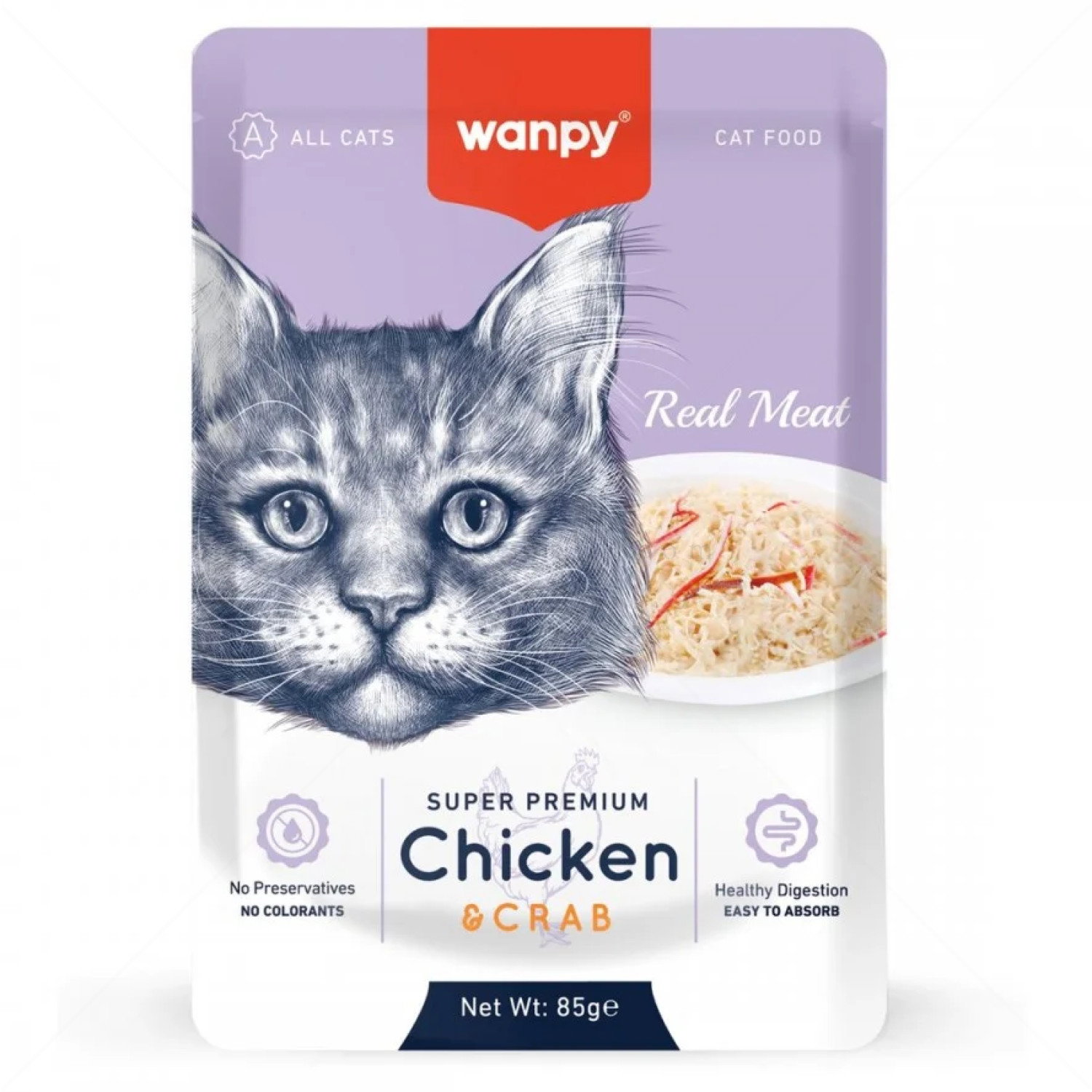 Пауч с пилешко месо и раци в желе 85 гр WANPY Chicken & Crab