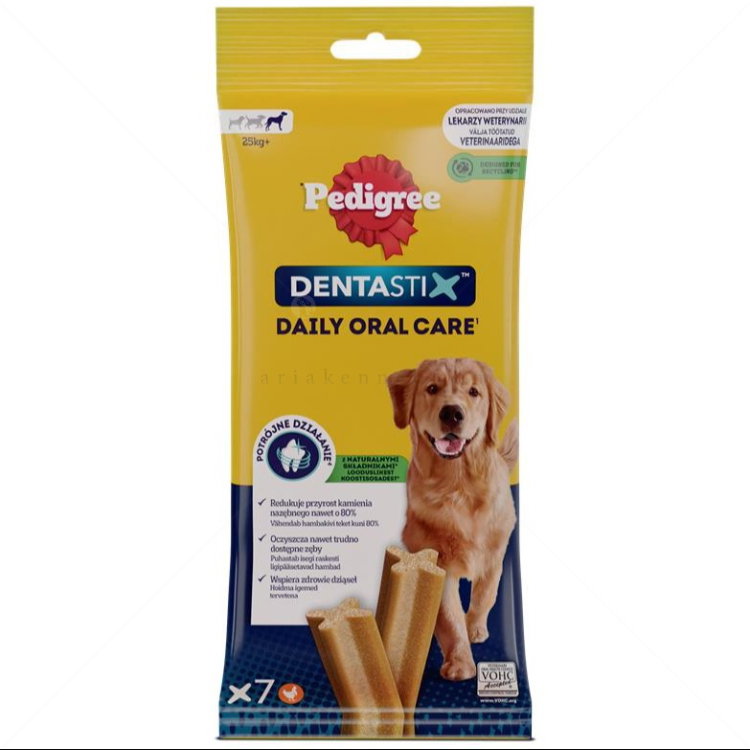 Лакомство за дентална хигиена за кучета с тегло над 25 кг PEDIGREE Dentastix, 270 гр