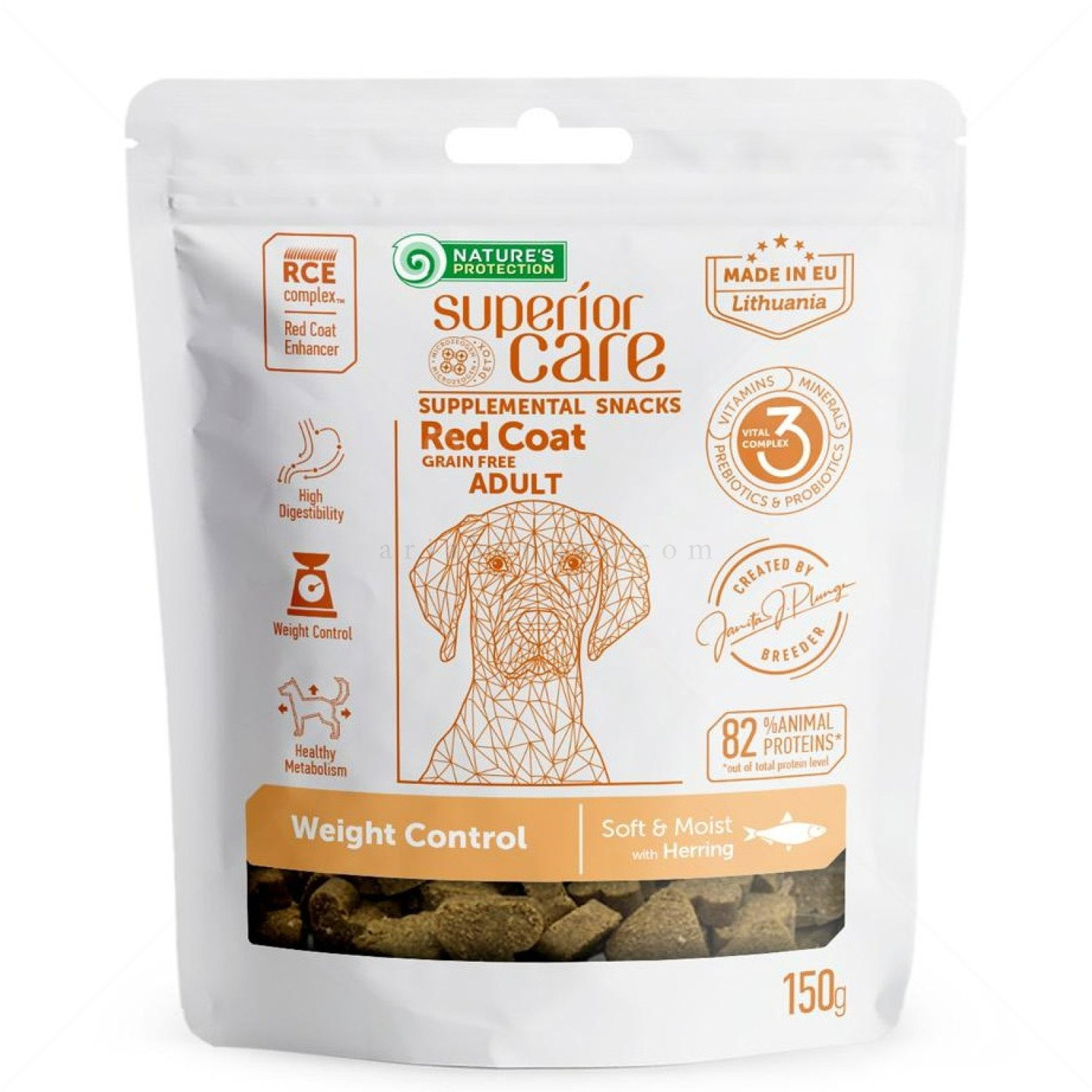 Лакомства за контрол на теглото за червени кучета NATURE'S PROTECTION Superior Care Snacks Red Coat Weight Control, with Herring