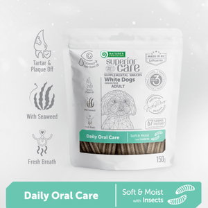 Лакомства за дентална грижа за бели кучета NATURE'S PROTECTION Superior Care Snack White Dog Daily Oral Care, with Insects
