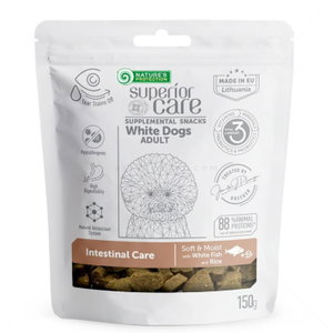 Лакомства за здрава храносмилателна система за бели кучета NATURE'S PROTECTION Superior Care Snack White Dog Intestinal Health, White Fish & Rice