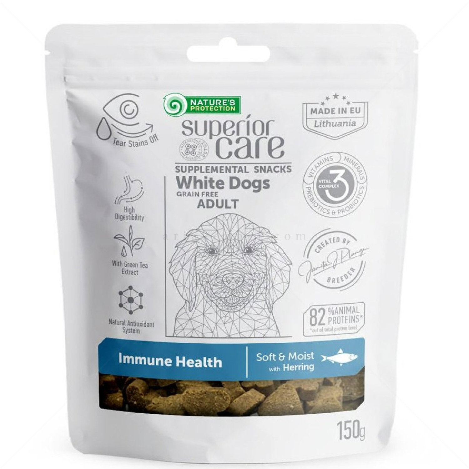 Лакомства за здрава имунна система за бели кучета NATURE'S PROTECTION Superior Care Snack White Dog Immune Health Herring