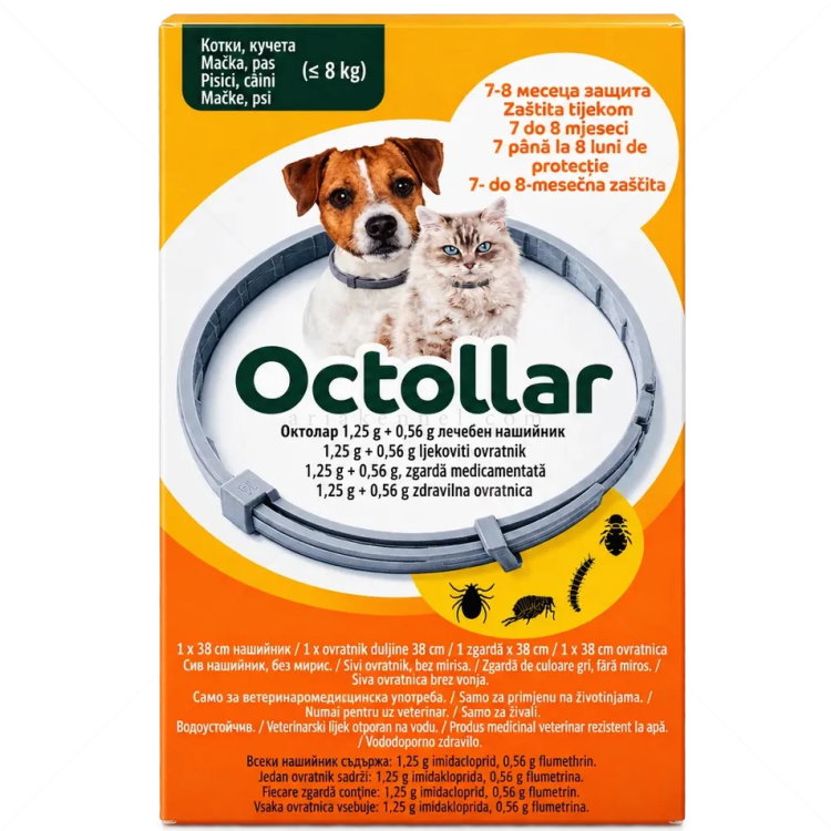 Противопаразитна каишка за куче и котка OCTOLLAR 38 см