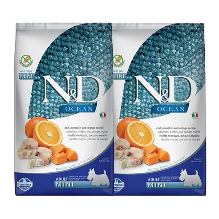 N&D Ocean Dog 2х2.500 кг Adult Mini Pumpkin Codfish & Orange