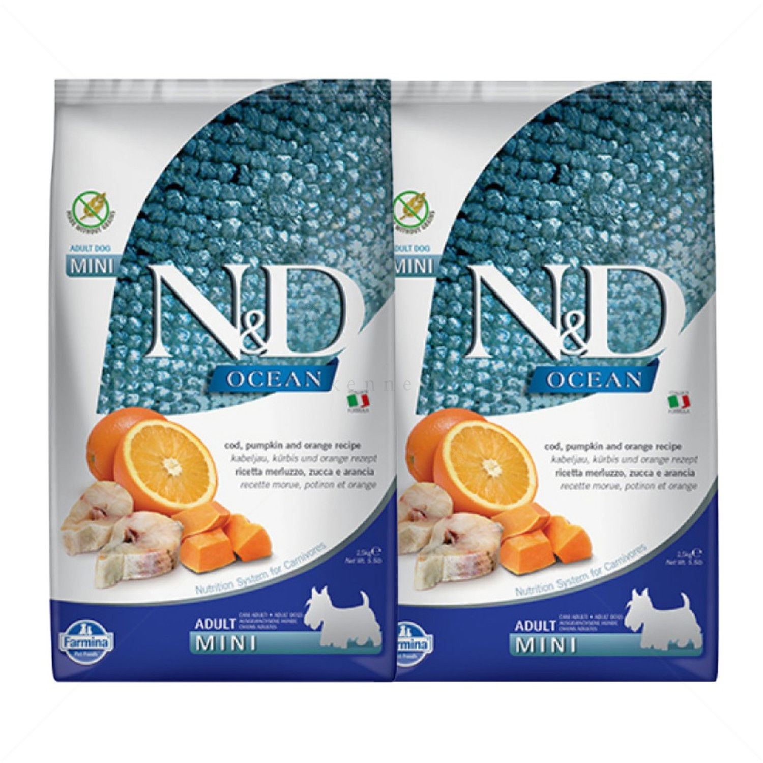 N&D Ocean Dog 2х2.500 кг Adult Mini Pumpkin Codfish & Orange