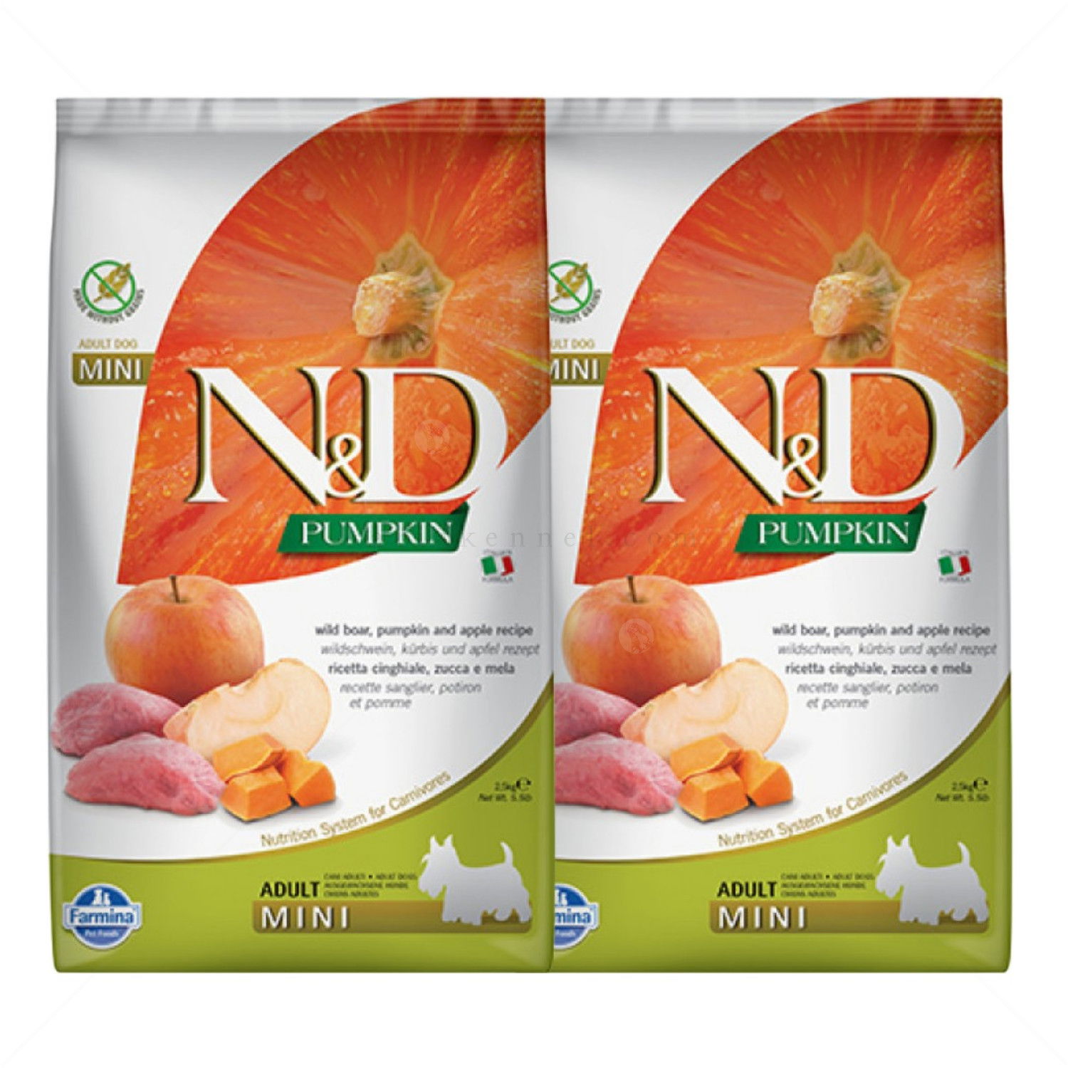 N&D Dog 2х2.500 кг Pumpkin Adult Mini Boar & Apple