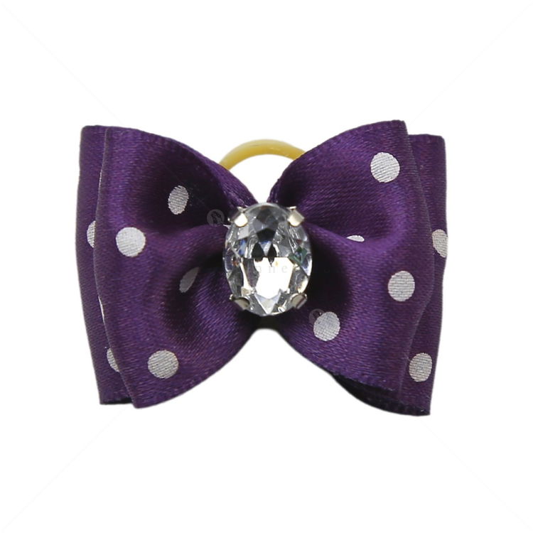 Панделка с диамантче, DOG VISION, лилава с точки