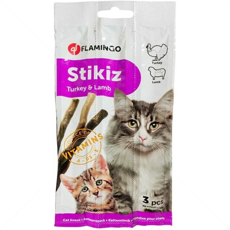 FLAMINGO 3 бр. Пръчици с пуешко и агнешко месо + Витамини A, D и E
